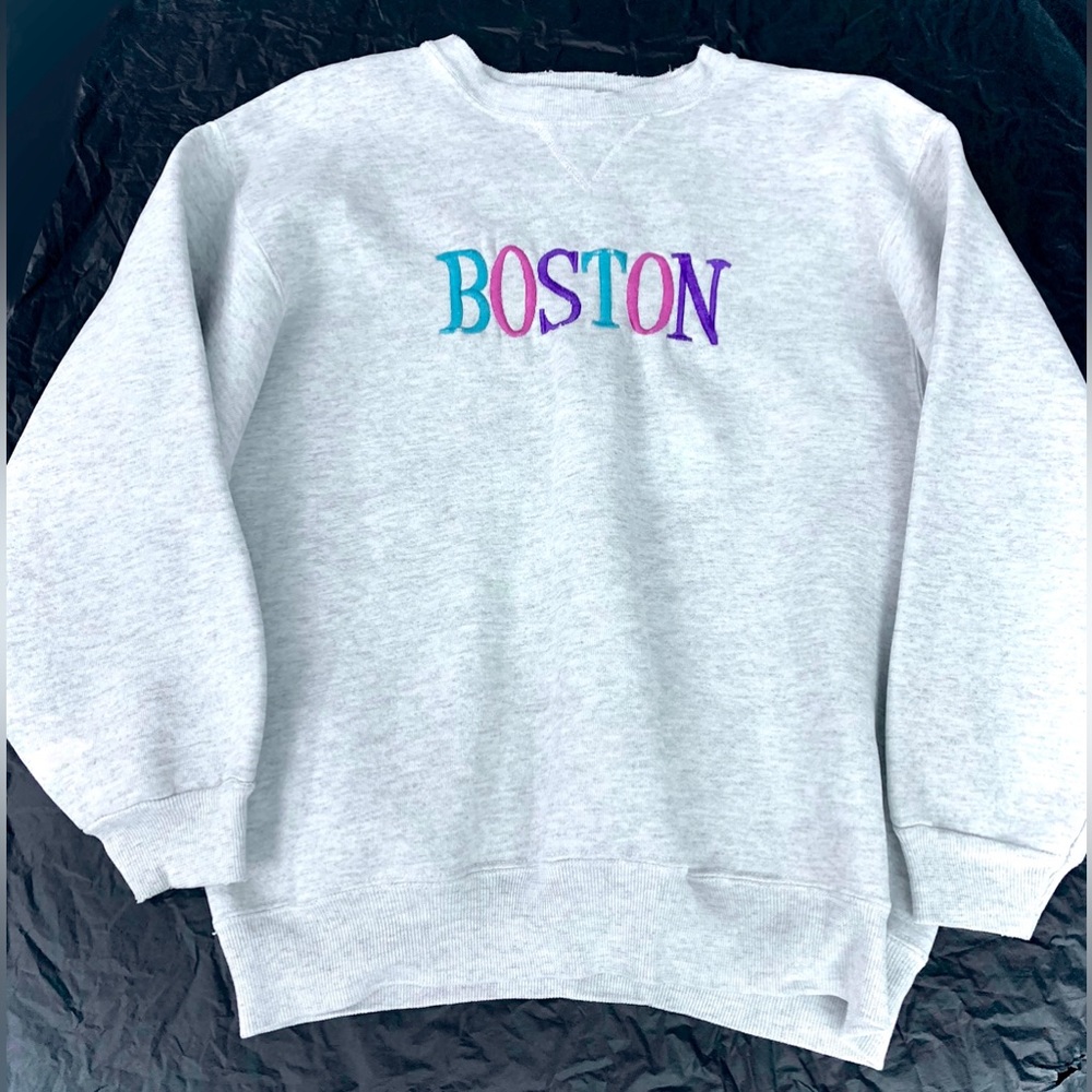 Vintage Boston University College Womens Pullover Sweatshirt Large Hanes Classic